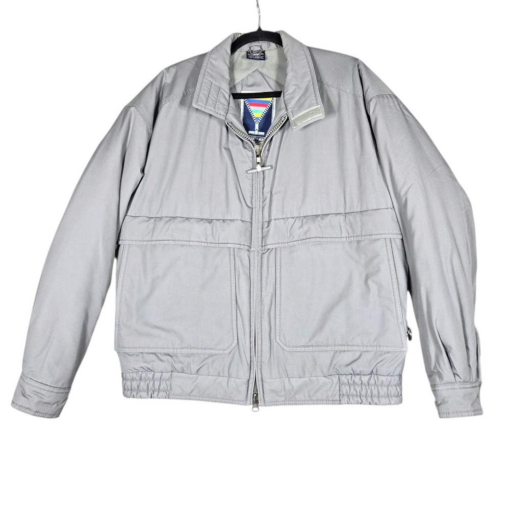 Vintage 80s Mighty Mac Jacket Mens 38 Gray Sailing Boat Windbreaker T Bar Zip